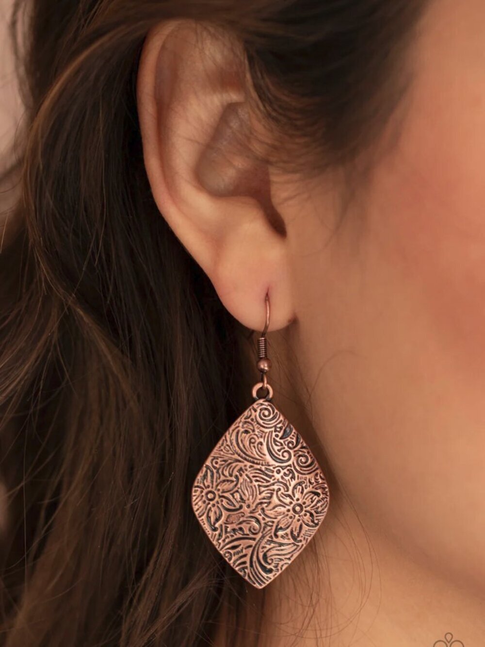 Paparazzi Jewelry Accessories - Flauntable Florals - Copper Earrings - Vintage